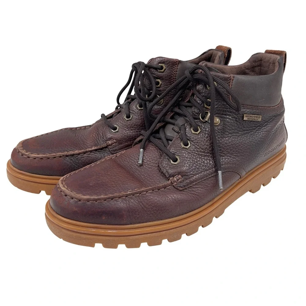 Rockport Works Mens RK6710 Waterproof Leather Safety Work Boots Brown Wide 9.5W
